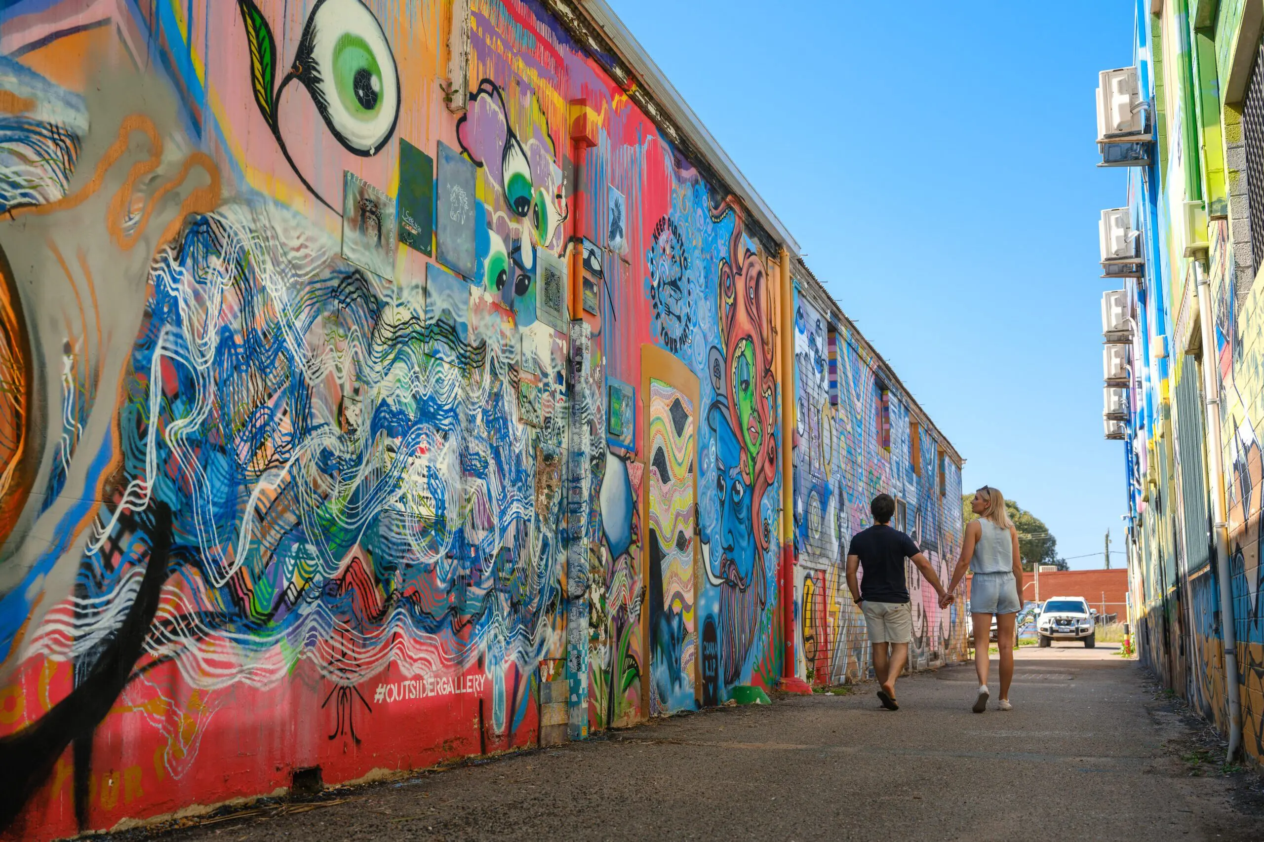 Couple enjoying Street Art, Geraldton