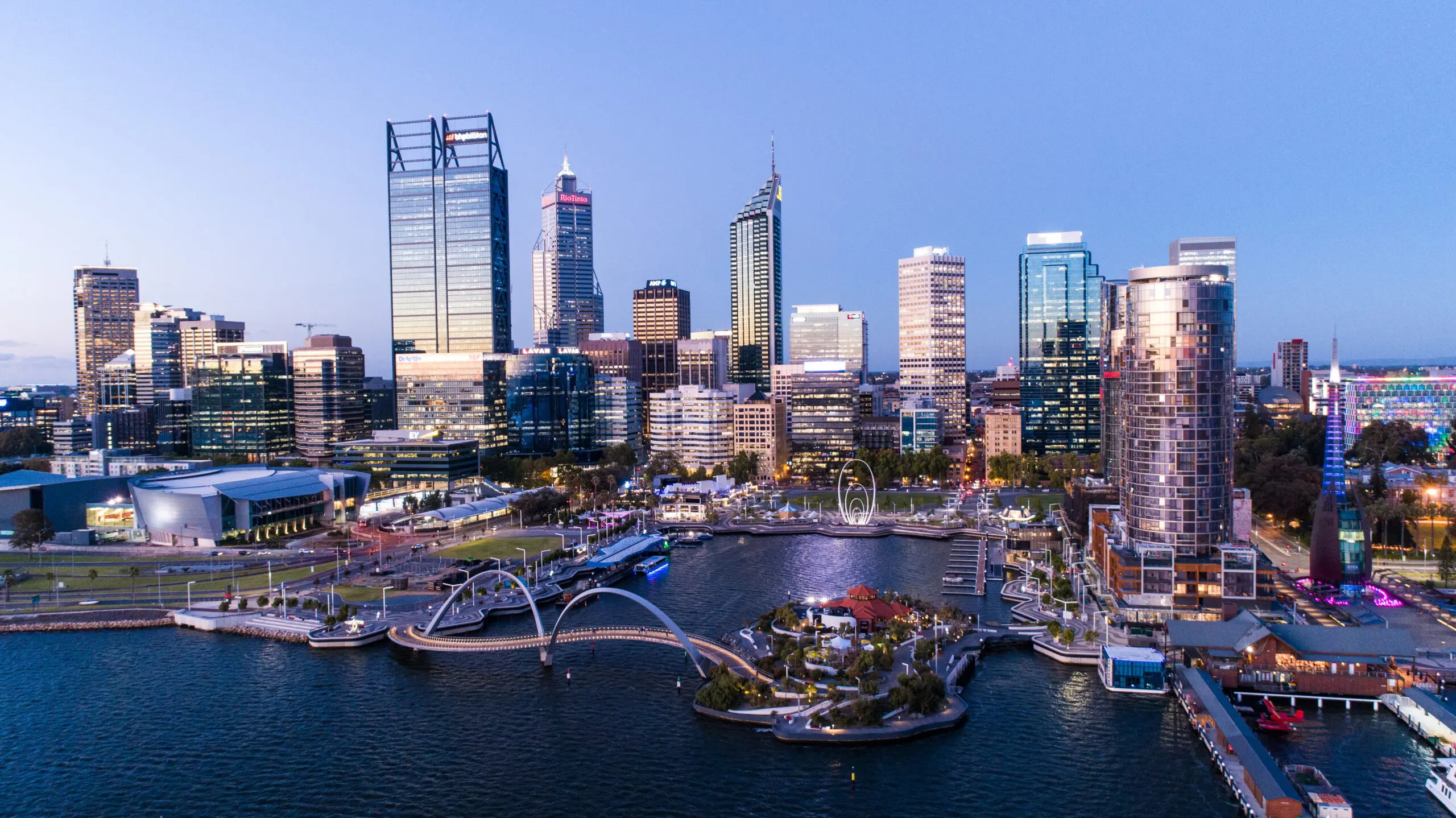 Aerial view of Elizabeth Quay, Perth